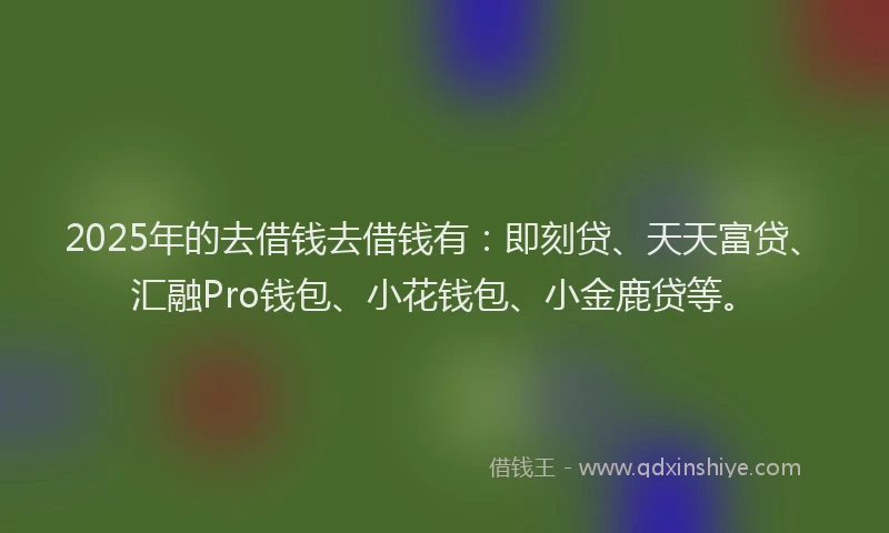 2025年的去借钱去借钱有：即刻贷、天天富贷、汇融Pro钱包、小花钱包、小金鹿贷等。
