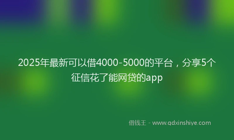 2025年最新可以借4000-5000的平台，分享5个征信花了能网贷的app