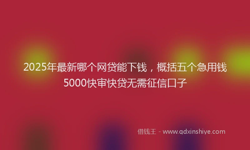 2025年最新哪个网贷能下钱，概括五个急用钱5000快审快贷无需征信口子