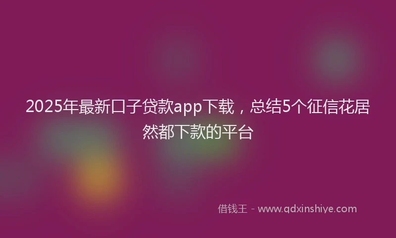 2025年最新口子贷款app下载，总结5个征信花居然都下款的平台