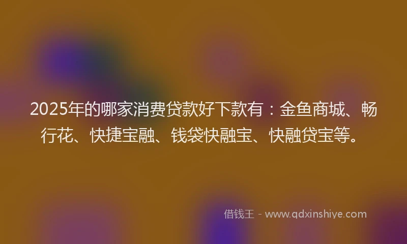 2025年的哪家消费贷款好下款有：金鱼商城、畅行花、快捷宝融、钱袋快融宝、快融贷宝等。
