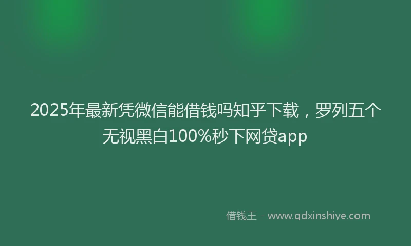 2025年最新凭微信能借钱吗知乎下载，罗列五个无视黑白100%秒下网贷app