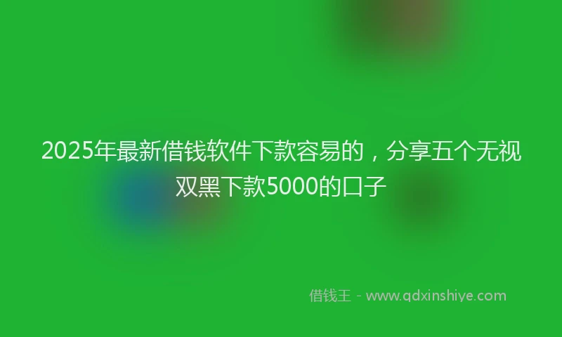 2025年最新借钱软件下款容易的，分享五个无视双黑下款5000的口子