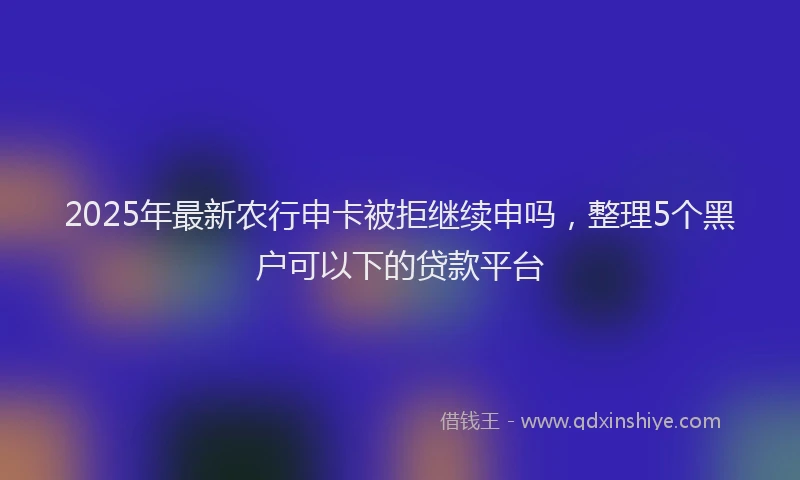2025年最新农行申卡被拒继续申吗，整理5个黑户可以下的贷款平台