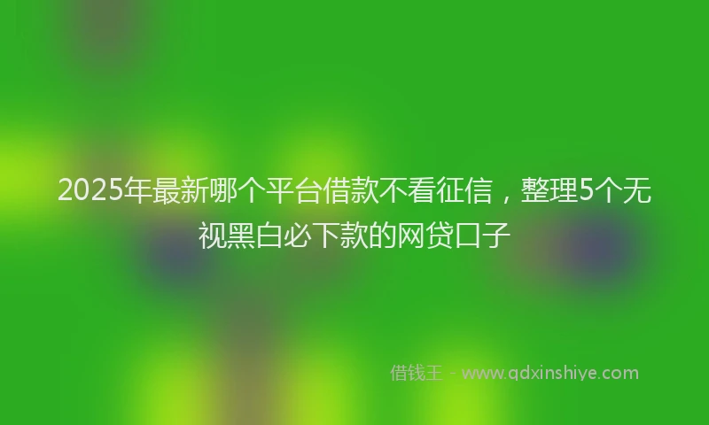 2025年最新哪个平台借款不看征信，整理5个无视黑白必下款的网贷口子