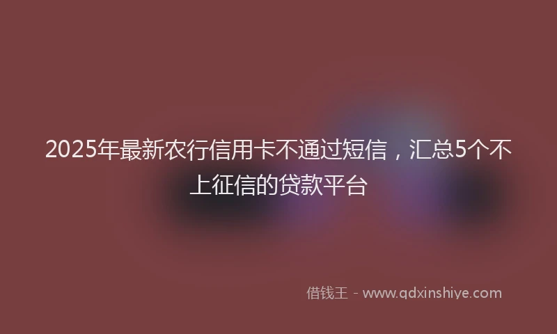 2025年最新农行信用卡不通过短信，汇总5个不上征信的贷款平台