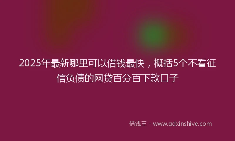 2025年最新哪里可以借钱最快，概括5个不看征信负债的网贷百分百下款口子