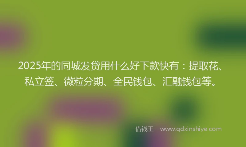 2025年的同城发贷用什么好下款快有：提取花、私立签、微粒分期、全民钱包、汇融钱包等。