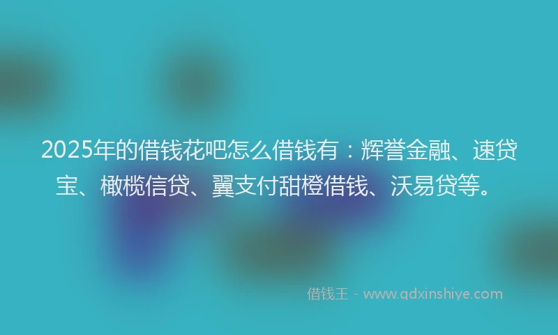 2025年的借钱花吧怎么借钱有：辉誉金融、速贷宝、橄榄信贷、翼支付甜橙借钱、沃易贷等。