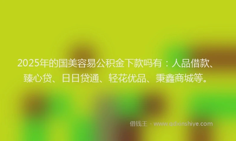 2025年的国美容易公积金下款吗有：人品借款、臻心贷、日日贷通、轻花优品、秉鑫商城等。