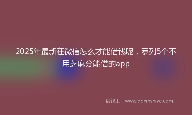 2025年最新在微信怎么才能借钱呢，罗列5个不用芝麻分能借的app