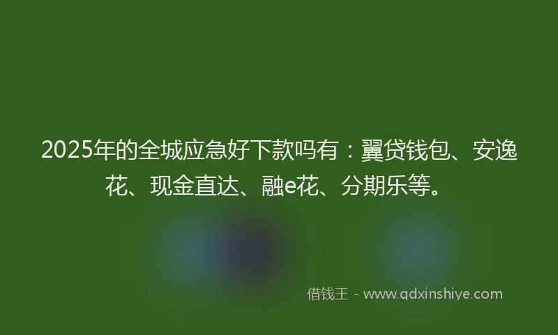 2025年的全城应急好下款吗有：翼贷钱包、安逸花、现金直达、融e花、分期乐等。