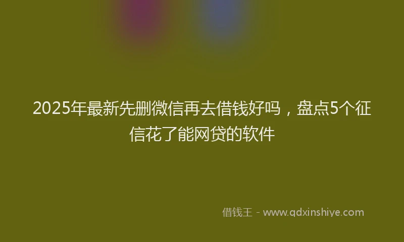 2025年最新先删微信再去借钱好吗，盘点5个征信花了能网贷的软件