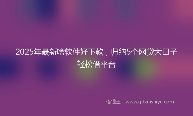 2025年最新啥软件好下款，归纳5个网贷大口子轻松借平台