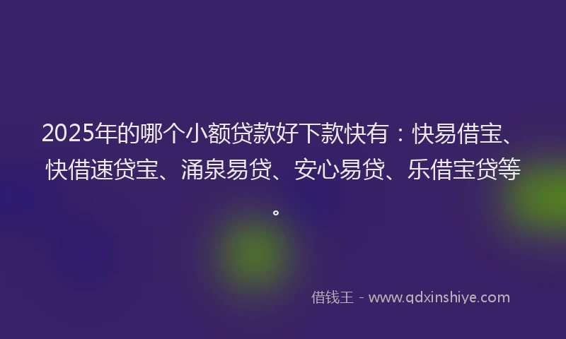 2025年的哪个小额贷款好下款快有：快易借宝、快借速贷宝、涌泉易贷、安心易贷、乐借宝贷等。