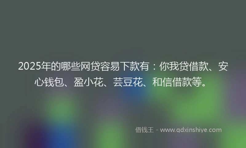 2025年的哪些网贷容易下款有：你我贷借款、安心钱包、盈小花、芸豆花、和信借款等。