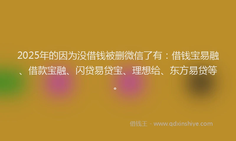 2025年的因为没借钱被删微信了有：借钱宝易融、借款宝融、闪贷易贷宝、理想给、东方易贷等。