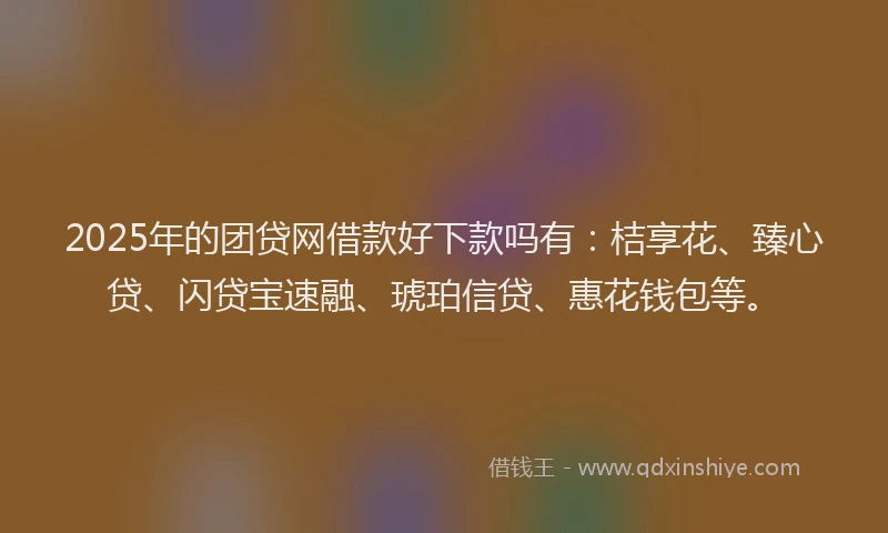 2025年的团贷网借款好下款吗有：桔享花、臻心贷、闪贷宝速融、琥珀信贷、惠花钱包等。