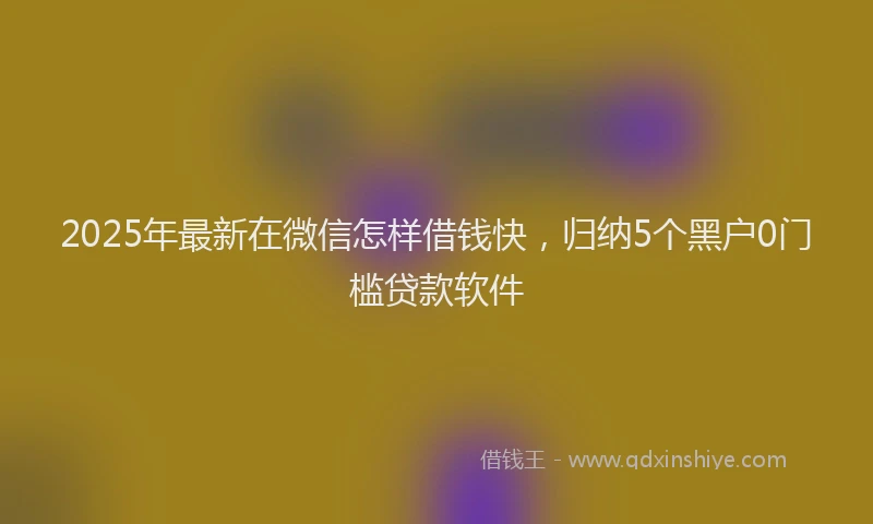 2025年最新在微信怎样借钱快，归纳5个黑户0门槛贷款软件