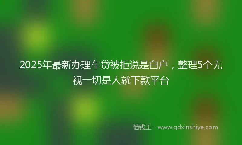 2025年最新办理车贷被拒说是白户，整理5个无视一切是人就下款平台