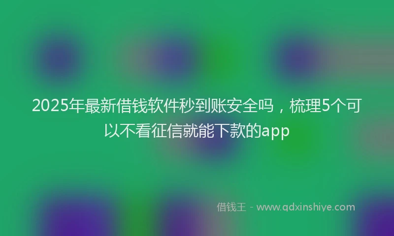 2025年最新借钱软件秒到账安全吗，梳理5个可以不看征信就能下款的app