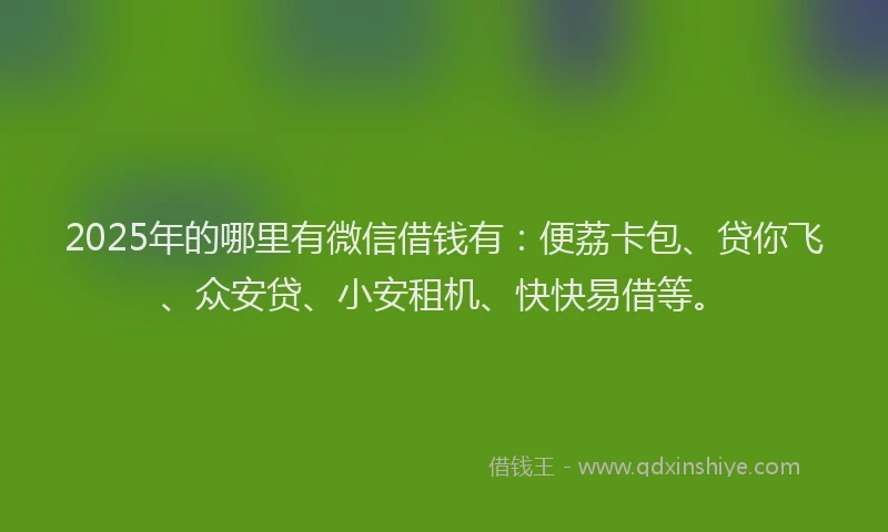 2025年的哪里有微信借钱有：便荔卡包、贷你飞、众安贷、小安租机、快快易借等。