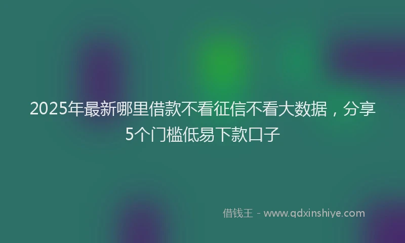 2025年最新哪里借款不看征信不看大数据，分享5个门槛低易下款口子
