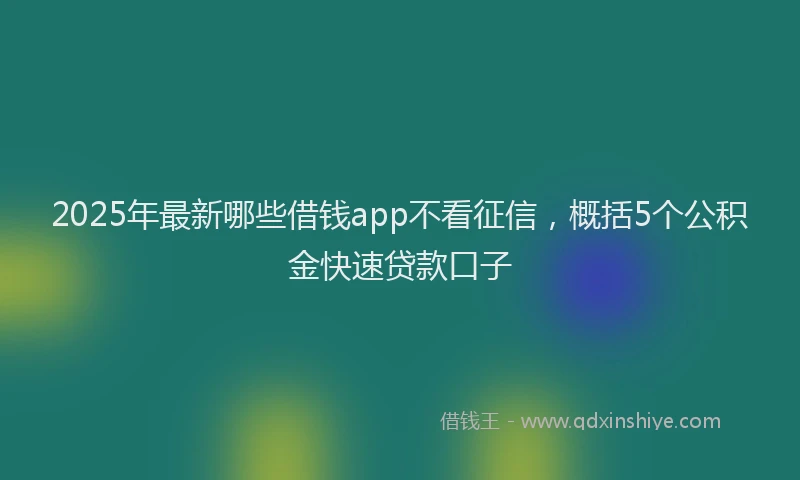 2025年最新哪些借钱app不看征信，概括5个公积金快速贷款口子