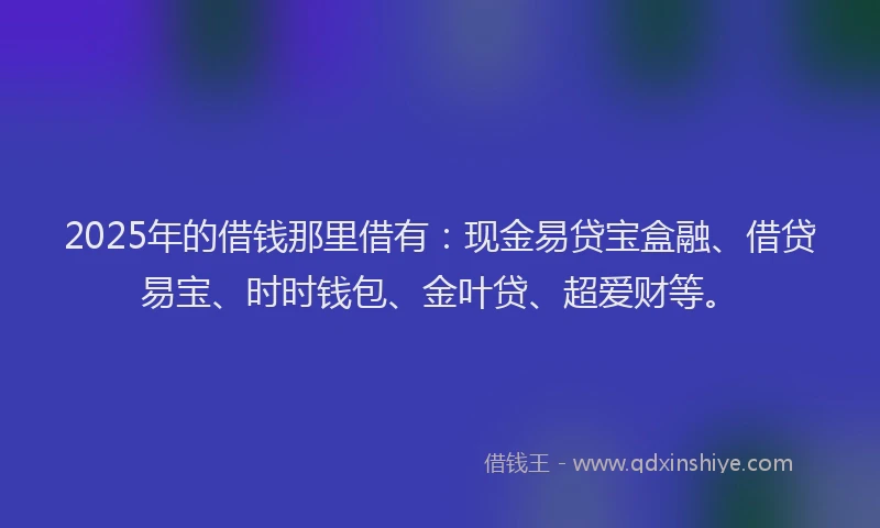 2025年的借钱那里借有：现金易贷宝盒融、借贷易宝、时时钱包、金叶贷、超爱财等。