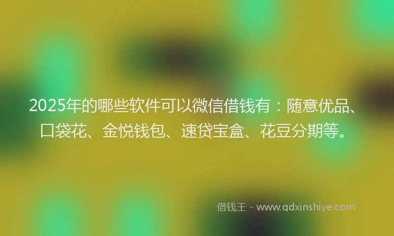 2025年的哪些软件可以微信借钱有：随意优品、口袋花、金悦钱包、速贷宝盒、花豆分期等。