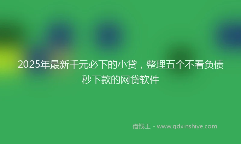 2025年最新千元必下的小贷，整理五个不看负债秒下款的网贷软件
