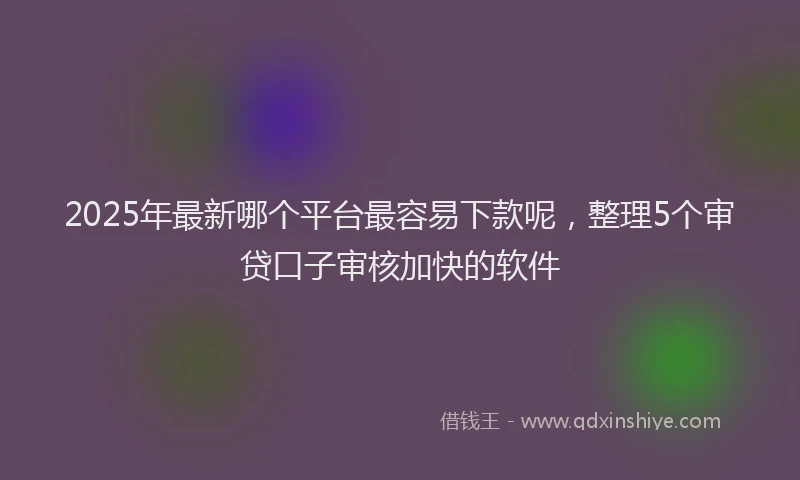 2025年最新哪个平台最容易下款呢，整理5个审贷口子审核加快的软件
