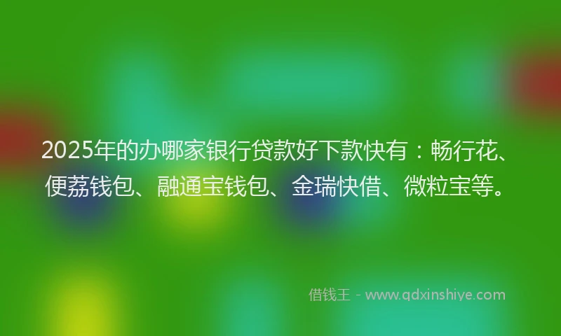 2025年的办哪家银行贷款好下款快有：畅行花、便荔钱包、融通宝钱包、金瑞快借、微粒宝等。