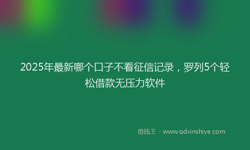 2025年最新哪个口子不看征信记录，罗列5个轻松借款无压力软件