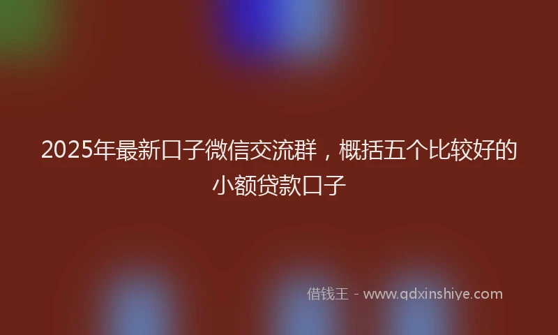 2025年最新口子微信交流群，概括五个比较好的小额贷款口子