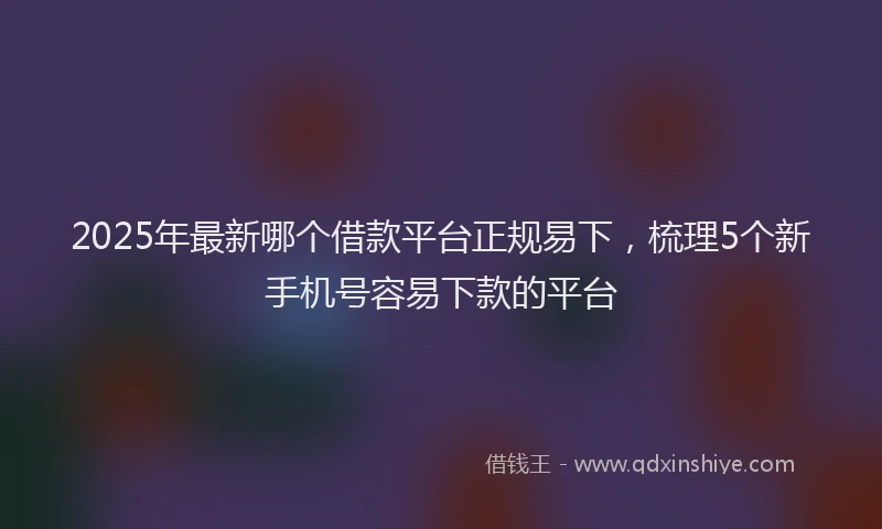 2025年最新哪个借款平台正规易下，梳理5个新手机号容易下款的平台