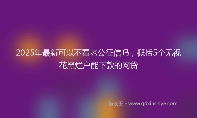 2025年最新可以不看老公征信吗，概括5个无视花黑烂户能下款的网贷