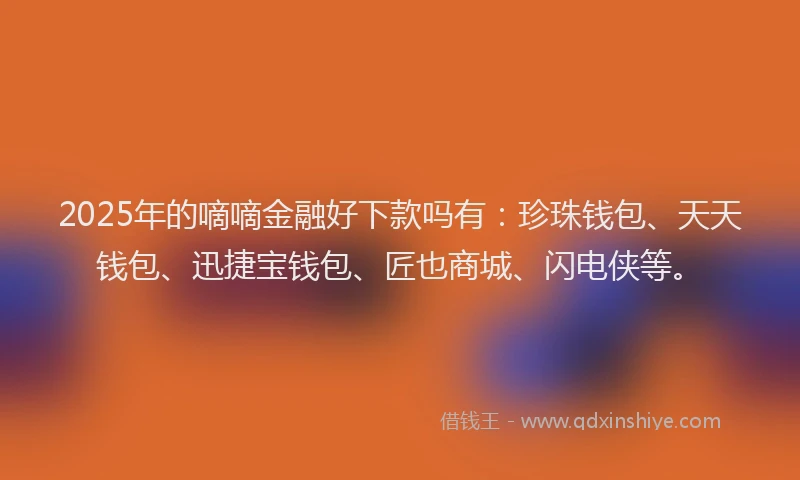 2025年的嘀嘀金融好下款吗有：珍珠钱包、天天钱包、迅捷宝钱包、匠也商城、闪电侠等。