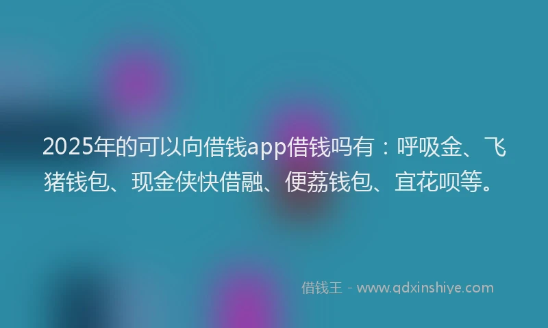 2025年的可以向借钱app借钱吗有：呼吸金、飞猪钱包、现金侠快借融、便荔钱包、宜花呗等。