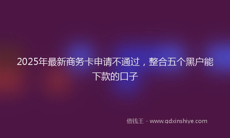2025年最新商务卡申请不通过，整合五个黑户能下款的口子