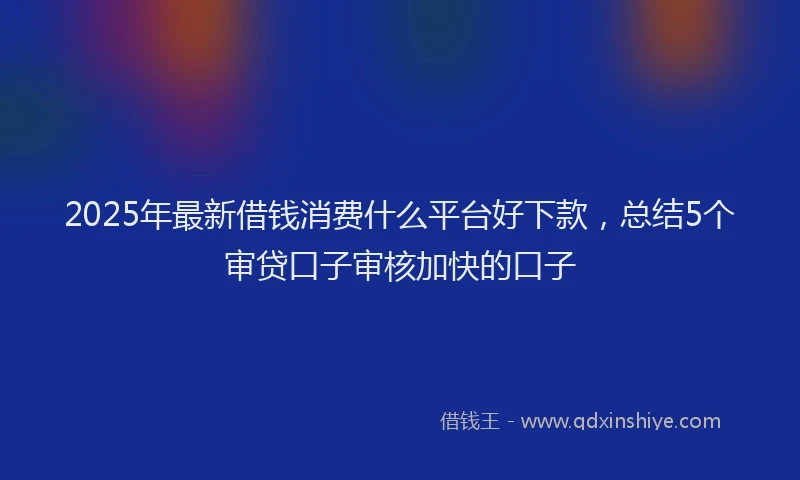 2025年最新借钱消费什么平台好下款，总结5个审贷口子审核加快的口子