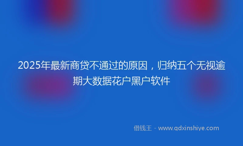 2025年最新商贷不通过的原因，归纳五个无视逾期大数据花户黑户软件