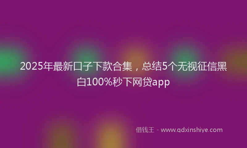 2025年最新口子下款合集，总结5个无视征信黑白100%秒下网贷app