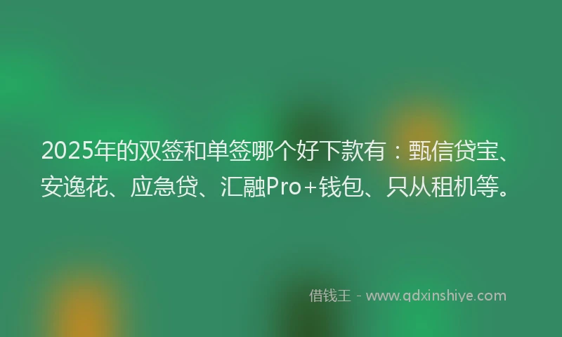 2025年的双签和单签哪个好下款有：甄信贷宝、安逸花、应急贷、汇融Pro+钱包、只从租机等。