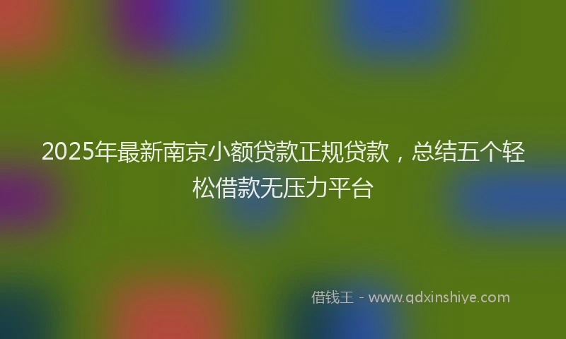2025年最新南京小额贷款正规贷款，总结五个轻松借款无压力平台