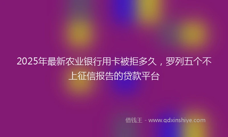 2025年最新农业银行用卡被拒多久，罗列五个不上征信报告的贷款平台