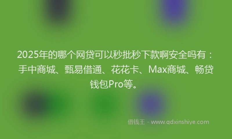 2025年的哪个网贷可以秒批秒下款啊安全吗有：手中商城、甄易借通、花花卡、Max商城、畅贷钱包Pro等。