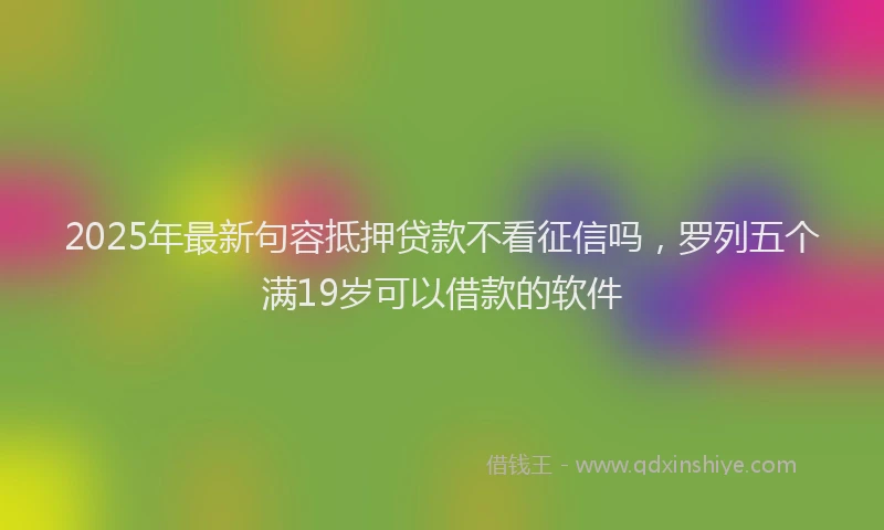 2025年最新句容抵押贷款不看征信吗，罗列五个满19岁可以借款的软件
