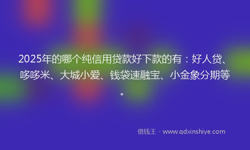 2025年的哪个纯信用贷款好下款的有：好人贷、哆哆米、大城小爱、钱袋速融宝、小金象分期等。