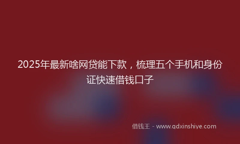 2025年最新啥网贷能下款，梳理五个手机和身份证快速借钱口子